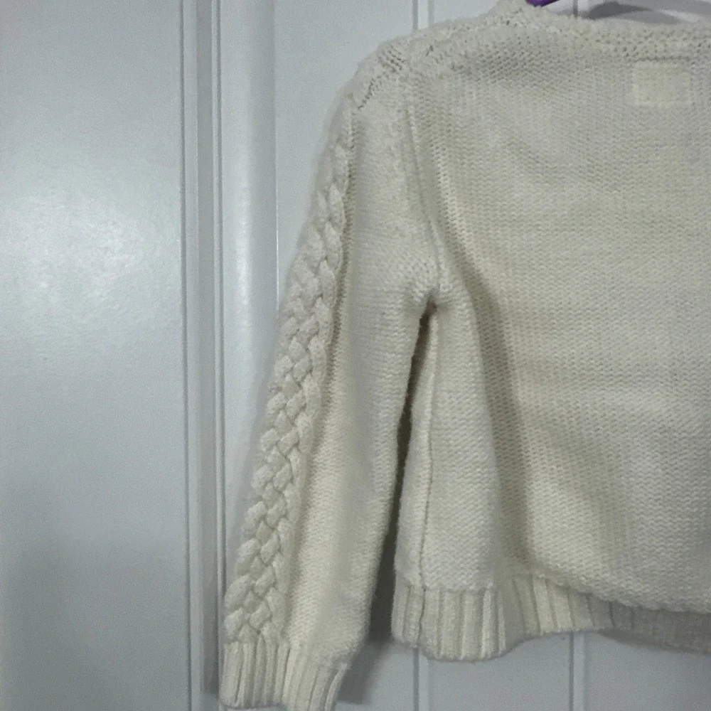 Baby Gap 18-24 Months Cable Knit Floral Embroidery Cardigan Ivory Frost Cotton